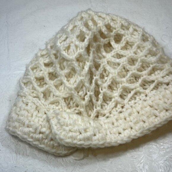 VTG Hand Crocheted White Head Wrap Hat Made in Japan - Picture 8 of 13